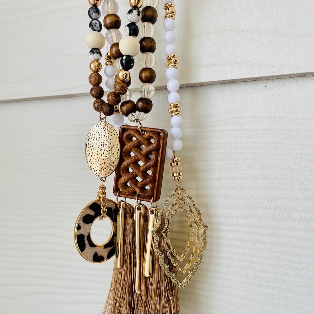 Beaded Brown And Cream African Inspired Necklace